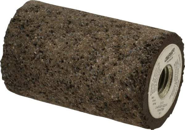 Norton - Type 18, 2" Max Diam, 3" Head Thickness, 20 Grit Square Tip Plug - Zirconia Alumina, Very Coarse Grade, 5/8-11 Shank Thread - USA Tool & Supply