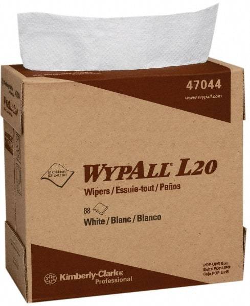 WypAll - L20 Dry General Purpose Wipes - Pop-Up, 16-3/4" x 9" Sheet Size, White - USA Tool & Supply