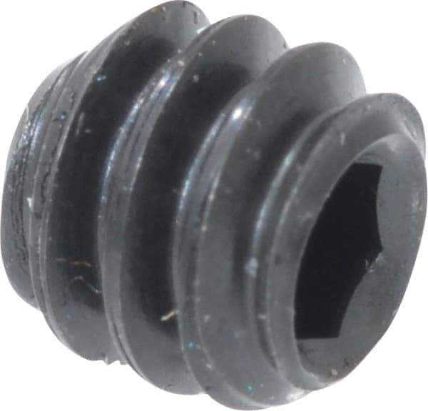 Unbrako - #6-32 UNC, 1/8" OAL, Cup Point Set Screw - Grade 8 Alloy Steel, 1/16" Key - USA Tool & Supply