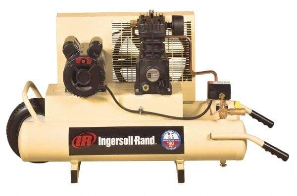 Ingersoll-Rand - 2 hp, 8 Gal Stationary Electric TWIN Screw Air Compressor - Single Phase, 135 Max psi, 110/230 Volt - USA Tool & Supply