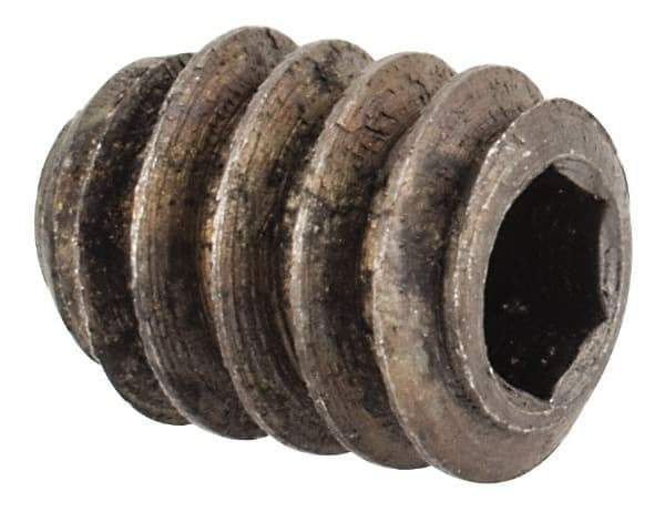 Unbrako - #10-24 UNC, 1/4" OAL, Cup Point Set Screw - Grade 8 Alloy Steel, 3/32" Key - USA Tool & Supply