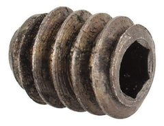 Unbrako - #10-24 UNC, 1/4" OAL, Cup Point Set Screw - Grade 8 Alloy Steel, 3/32" Key - USA Tool & Supply