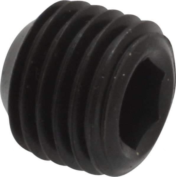 Unbrako - 7/16-20 UNF, 3/8" OAL, Cup Point Set Screw - Grade 8 Alloy Steel, 7/32" Key - USA Tool & Supply