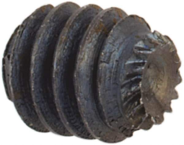 Unbrako - #4-48 UNF, 1/8" OAL, Knurled Cup Point Set Screw - Grade 8 Alloy Steel, 1/2" Key - USA Tool & Supply