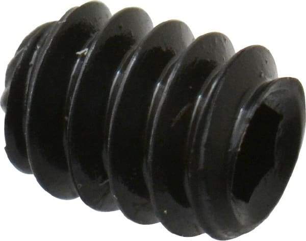 Unbrako - #6-32 UNC, 3/16" OAL, Knurled Cup Point Set Screw - Grade 8 Alloy Steel, 1/16" Key - USA Tool & Supply