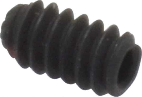 Unbrako - #6-32 UNC, 1/4" OAL, Knurled Cup Point Set Screw - Grade 8 Alloy Steel, 1/16" Key - USA Tool & Supply