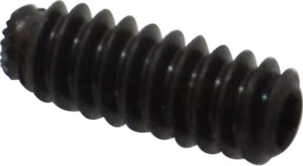 Unbrako - #6-32 UNC, 3/8" OAL, Knurled Cup Point Set Screw - Grade 8 Alloy Steel, 1/16" Key - USA Tool & Supply
