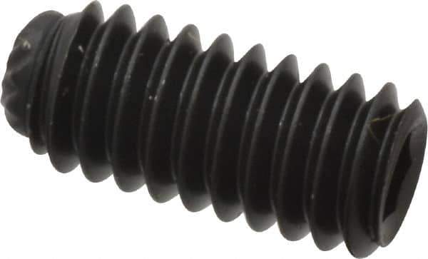 Unbrako - #8-32 UNC, 3/8" OAL, Knurled Cup Point Set Screw - Grade 8 Alloy Steel, 5/64" Key - USA Tool & Supply