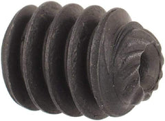 Unbrako - #10-24 UNC, 1/4" OAL, Knurled Cup Point Set Screw - Grade 8 Alloy Steel, 3/32" Key - USA Tool & Supply