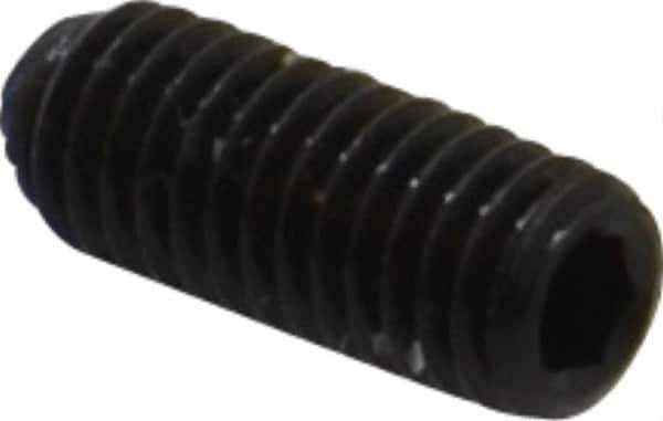Unbrako - #10-32 UNF, 1/2" OAL, Knurled Cup Point Set Screw - Grade 8 Alloy Steel, 3/32" Key - USA Tool & Supply