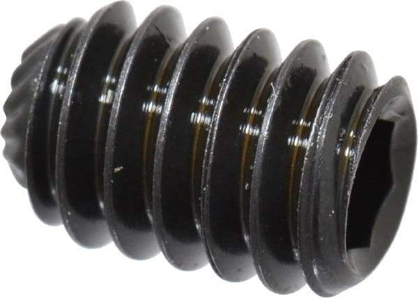 Unbrako - 1/4-20 UNC, 3/8" OAL, Knurled Cup Point Set Screw - Grade 8 Alloy Steel, 1/8" Key - USA Tool & Supply