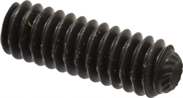 Unbrako - 1/4-20 UNC, 3/4" OAL, Knurled Cup Point Set Screw - Grade 8 Alloy Steel, 1/8" Key - USA Tool & Supply