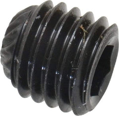 Unbrako - 1/4-28 UNF, 1/4" OAL, Knurled Cup Point Set Screw - Grade 8 Alloy Steel, 1/8" Key - USA Tool & Supply