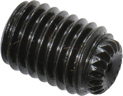 Unbrako - 1/4-28 UNF, 3/8" OAL, Knurled Cup Point Set Screw - Grade 8 Alloy Steel, 1/8" Key - USA Tool & Supply