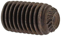 Unbrako - 1/4-28 UNF, 7/16" OAL, Knurled Cup Point Set Screw - Grade 8 Alloy Steel, 1/8" Key - USA Tool & Supply