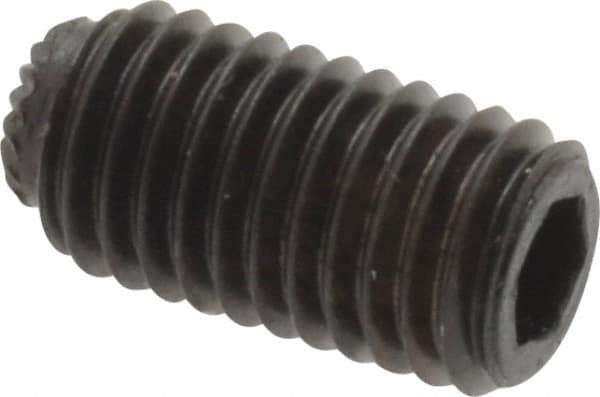 Unbrako - 1/4-28 UNF, 1/2" OAL, Knurled Cup Point Set Screw - Grade 8 Alloy Steel, 1/8" Key - USA Tool & Supply