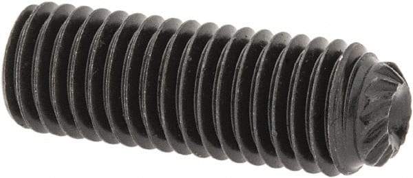 Unbrako - 1/4-28 UNF, 3/4" OAL, Knurled Cup Point Set Screw - Grade 8 Alloy Steel, 1/8" Key - USA Tool & Supply