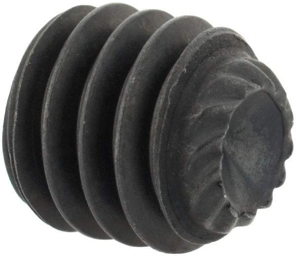 Unbrako - 5/16-18 UNC, 5/16" OAL, Knurled Cup Point Set Screw - Grade 8 Alloy Steel, 5/32" Key - USA Tool & Supply