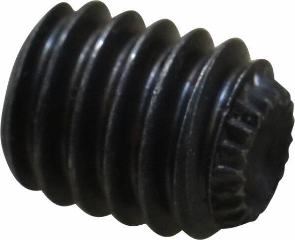 Unbrako - 5/16-18 UNC, 3/8" OAL, Knurled Cup Point Set Screw - Grade 8 Alloy Steel, 5/32" Key - USA Tool & Supply