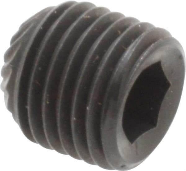 Unbrako - 3/8-24 UNF, 3/8" OAL, Knurled Cup Point Set Screw - Grade 8 Alloy Steel, 3/16" Key - USA Tool & Supply