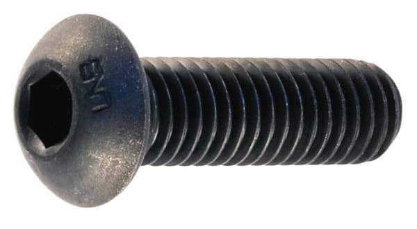 Unbrako - 1/2-13 UNC Hex Socket Drive, Button Screw - Alloy Steel, Black Oxide Finish, 1-1/4" Length Under Head - USA Tool & Supply