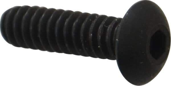 Unbrako - #6-32 UNC Hex Socket Drive, Button Screw - Alloy Steel, Black Oxide Finish, 1/2" Length Under Head - USA Tool & Supply