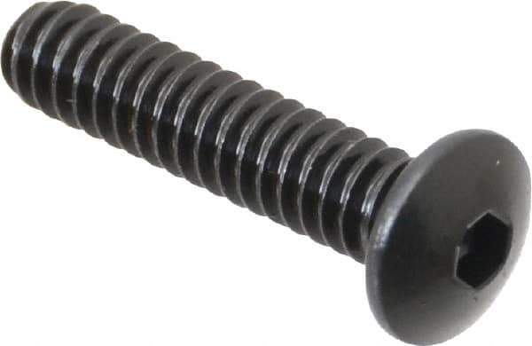 Unbrako - #6-32 UNC Hex Socket Drive, Button Screw - Alloy Steel, Black Oxide Finish, 5/8" Length Under Head - USA Tool & Supply