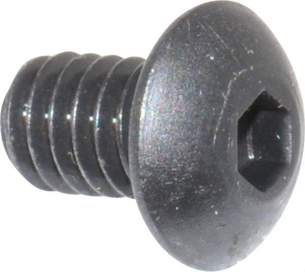 Unbrako - #8-32 UNC Hex Socket Drive, Button Screw - Alloy Steel, Black Oxide Finish, 1/4" Length Under Head - USA Tool & Supply