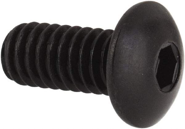 Unbrako - #8-32 UNC Hex Socket Drive, Button Screw - Alloy Steel, Black Oxide Finish, 3/8" Length Under Head - USA Tool & Supply