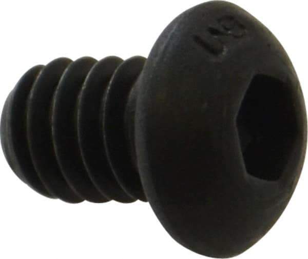 Unbrako - 1/4-20 UNC Hex Socket Drive, Button Screw - Alloy Steel, Black Oxide Finish, 3/8" Length Under Head - USA Tool & Supply
