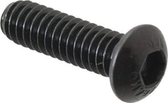 Unbrako - 1/4-20 UNC Hex Socket Drive, Button Screw - Alloy Steel, Black Oxide Finish, 7/8" Length Under Head - USA Tool & Supply