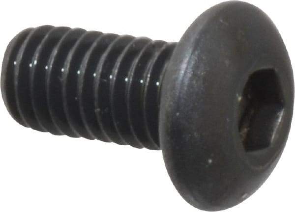 Unbrako - M3x0.50 Metric Coarse Hex Socket Drive, Button Screw - Alloy Steel, Black Oxide Finish, 6mm Length Under Head - USA Tool & Supply