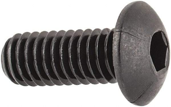 Unbrako - M4x0.70 Metric Coarse Hex Socket Drive, Button Screw - Alloy Steel, Black Oxide Finish, 10mm Length Under Head - USA Tool & Supply