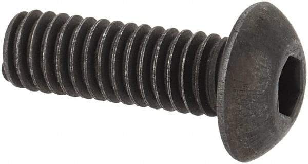 Unbrako - M4x0.70 Metric Coarse Hex Socket Drive, Button Screw - Alloy Steel, Black Oxide Finish, 12mm Length Under Head - USA Tool & Supply