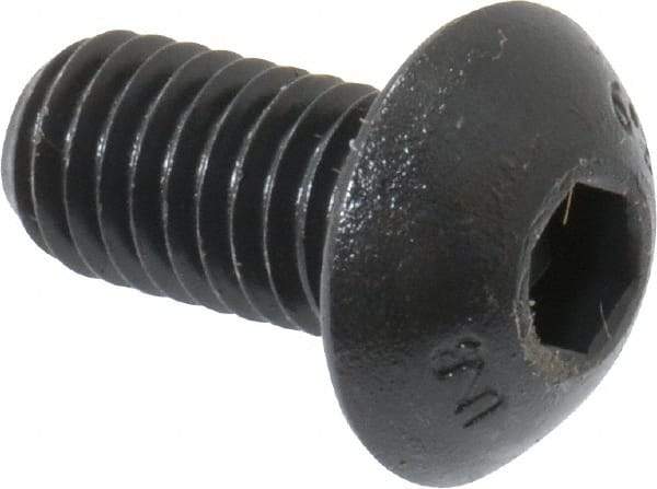 Unbrako - M5x0.80 Metric Coarse Hex Socket Drive, Button Screw - Alloy Steel, Black Oxide Finish, 10mm Length Under Head - USA Tool & Supply