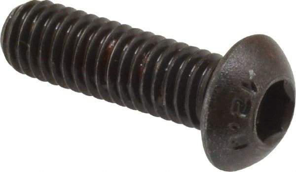 Unbrako - M6x1.00 Metric Coarse Hex Socket Drive, Button Screw - Alloy Steel, Black Oxide Finish, 20mm Length Under Head - USA Tool & Supply
