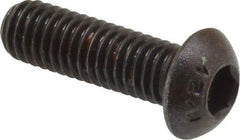 Unbrako - M6x1.00 Metric Coarse Hex Socket Drive, Button Screw - Alloy Steel, Black Oxide Finish, 20mm Length Under Head - USA Tool & Supply