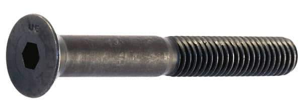 Unbrako - 1/4-28 UNF Hex Socket Drive, 82° Flat Screw - Alloy Steel, Black Oxide Finish, 1/2" OAL - USA Tool & Supply