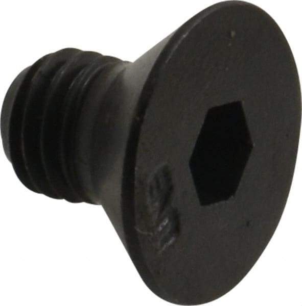 Unbrako - 1/4-28 UNF Hex Socket Drive, 82° Flat Screw - Alloy Steel, Black Oxide Finish, 3/8" OAL - USA Tool & Supply