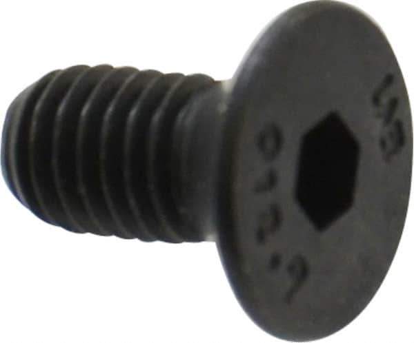 Unbrako - M5x0.80 Metric Coarse Hex Socket Drive, 90 to 92° Flat Screw - Grade 12.9 Alloy Steel, Black Oxide Finish, 10mm OAL - USA Tool & Supply