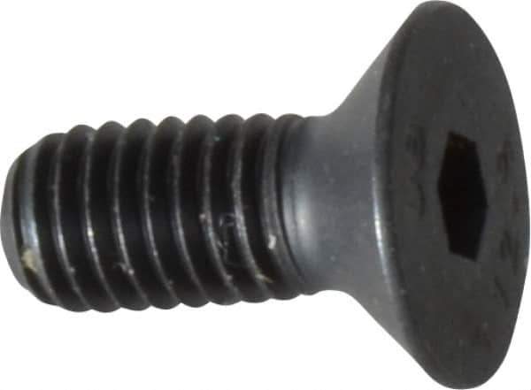 Unbrako - M5x0.80 Metric Coarse Hex Socket Drive, 90 to 92° Flat Screw - Grade 12.9 Alloy Steel, Black Oxide Finish, 12mm OAL - USA Tool & Supply