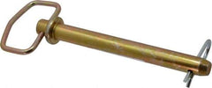 Made in USA - 3/4" Pin Diam, 7" Long, Zinc Plated Steel Pull Ring Hitch Pin - 6-1/4" Usable Length - USA Tool & Supply