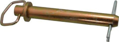 Made in USA - 1-1/8" Pin Diam, 7-3/4" Long, Zinc Plated Steel Pull Ring Hitch Pin - 7" Usable Length - USA Tool & Supply