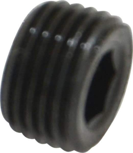 Unbrako - 1/8-27, 1/4" OAL, Alloy Steel Socket Pressure Plug - 7/8" Taper per Foot, 3/16" Hex Key - USA Tool & Supply