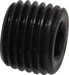 Unbrako - 1/4-18, 13/32" OAL, Alloy Steel Socket Pressure Plug - 7/8" Taper per Foot, 1/4" Hex Key - USA Tool & Supply