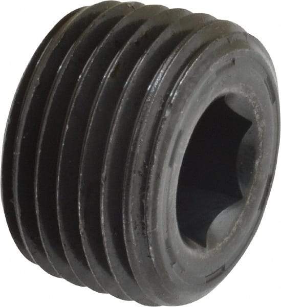 Unbrako - 1/2-14, 17/32" OAL, Alloy Steel Socket Pressure Plug - 7/8" Taper per Foot, 3/8" Hex Key - USA Tool & Supply
