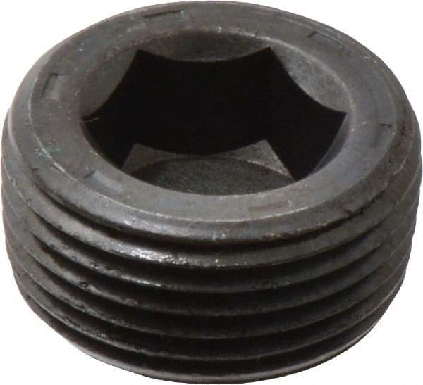 Unbrako - 3/4-14, 17/32" OAL, Alloy Steel Socket Pressure Plug - 7/8" Taper per Foot, 9/16" Hex Key - USA Tool & Supply