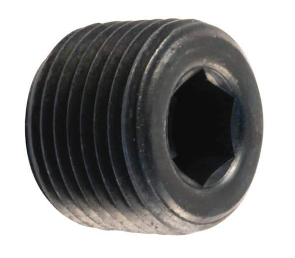 Unbrako - 3/8-18, 1/2" OAL, Brass Socket Pressure Plug - 3/4" Taper per Foot, 5/16" Hex Key - USA Tool & Supply