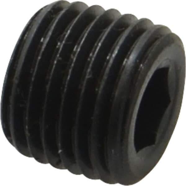 Unbrako - 1/4-18, 7/16" OAL, Alloy Steel Socket Pressure Plug - 3/4" Taper per Foot, 1/4" Hex Key - USA Tool & Supply