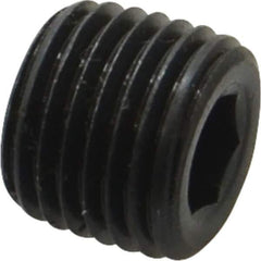Unbrako - 1/4-18, 7/16" OAL, Alloy Steel Socket Pressure Plug - 3/4" Taper per Foot, 1/4" Hex Key - USA Tool & Supply